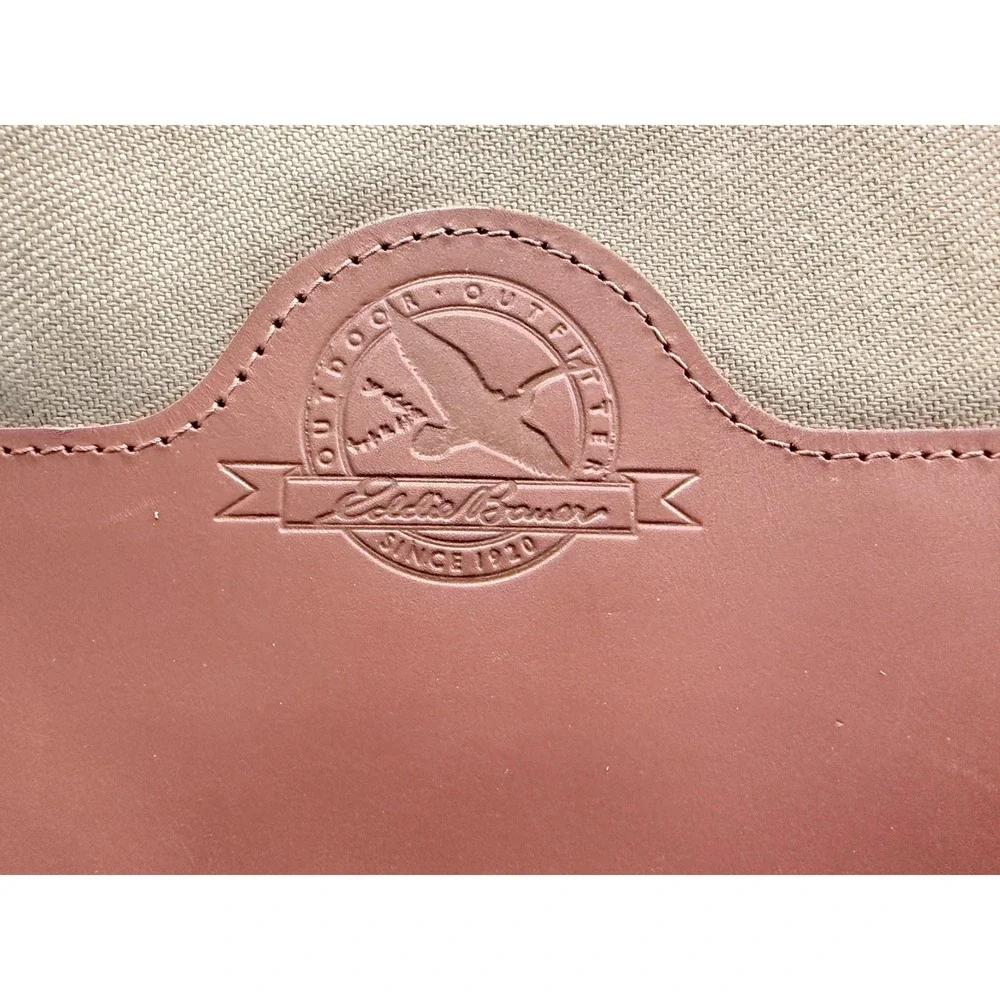 Eddie Bauer Vintage Canvas Leather Trim‎ Duffle Bag Tan Weekend Travel Carry On